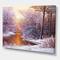Designart - Christmas Forest With River and Trees II - Traditional Canvas Wall Art Print
